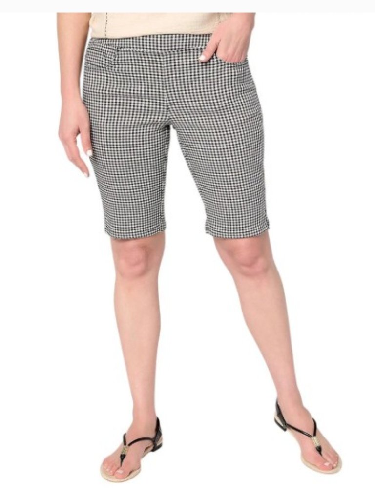 Belle By Kim Gravel Stretch Gingham Bermuda Short
